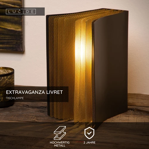 Lucide EXTRAVAGANZA LIVRET - Tischlampe - 1xE14 - Schwarz - USP